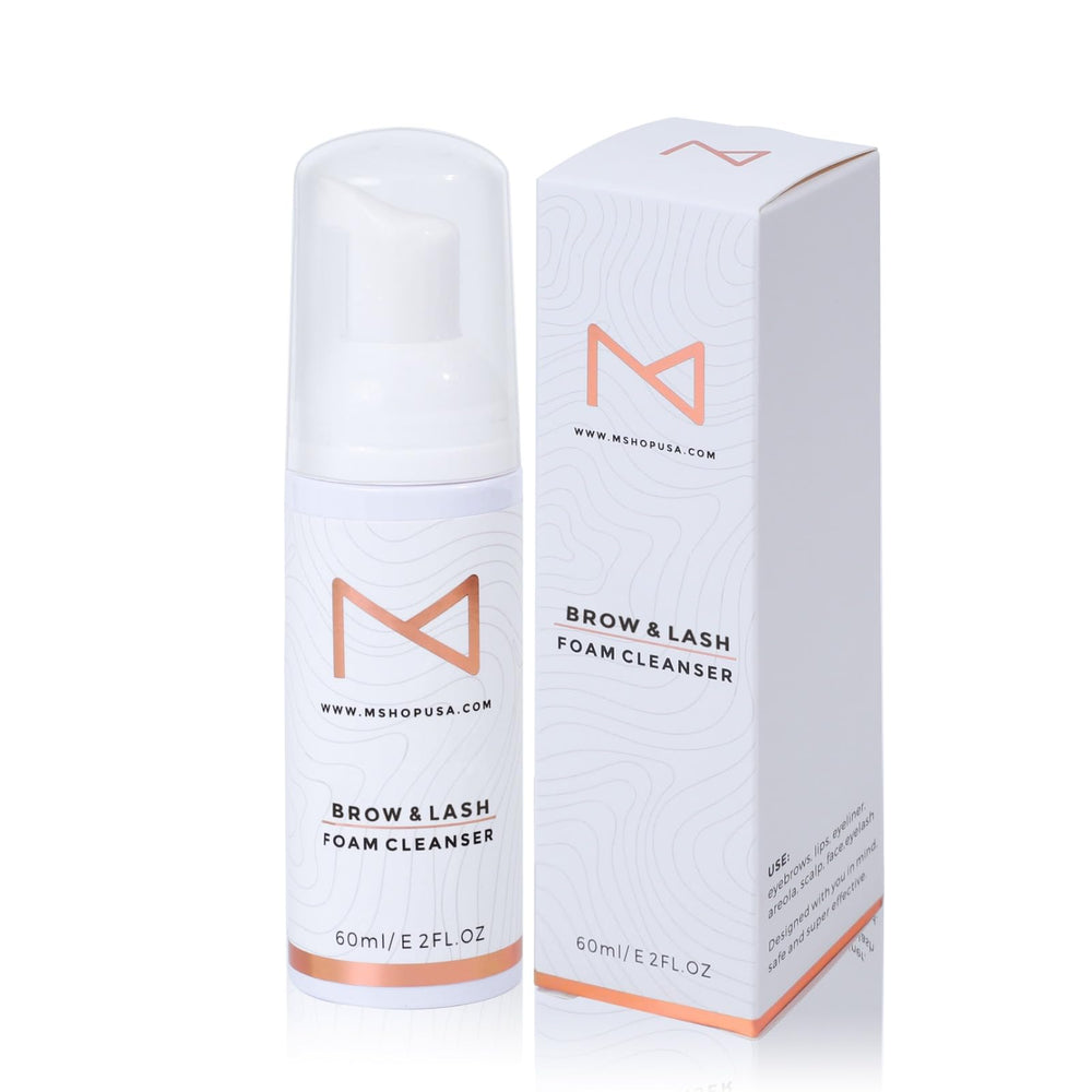 M PMU brow and lash foam cleanser bottle pour for gentle aftercare with extensions