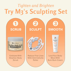 M3 Naturals Brazilian body scrub cream texture close-up ideal for gentle exfoliation.
