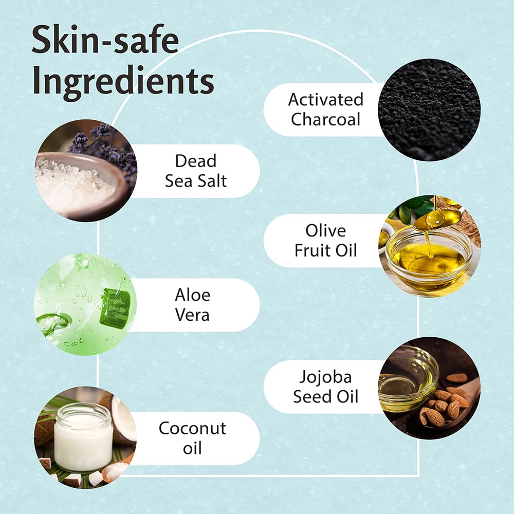Scrub in hand showing creamy lather and cleansing action
