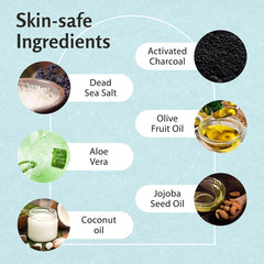 Scrub in hand showing creamy lather and cleansing action