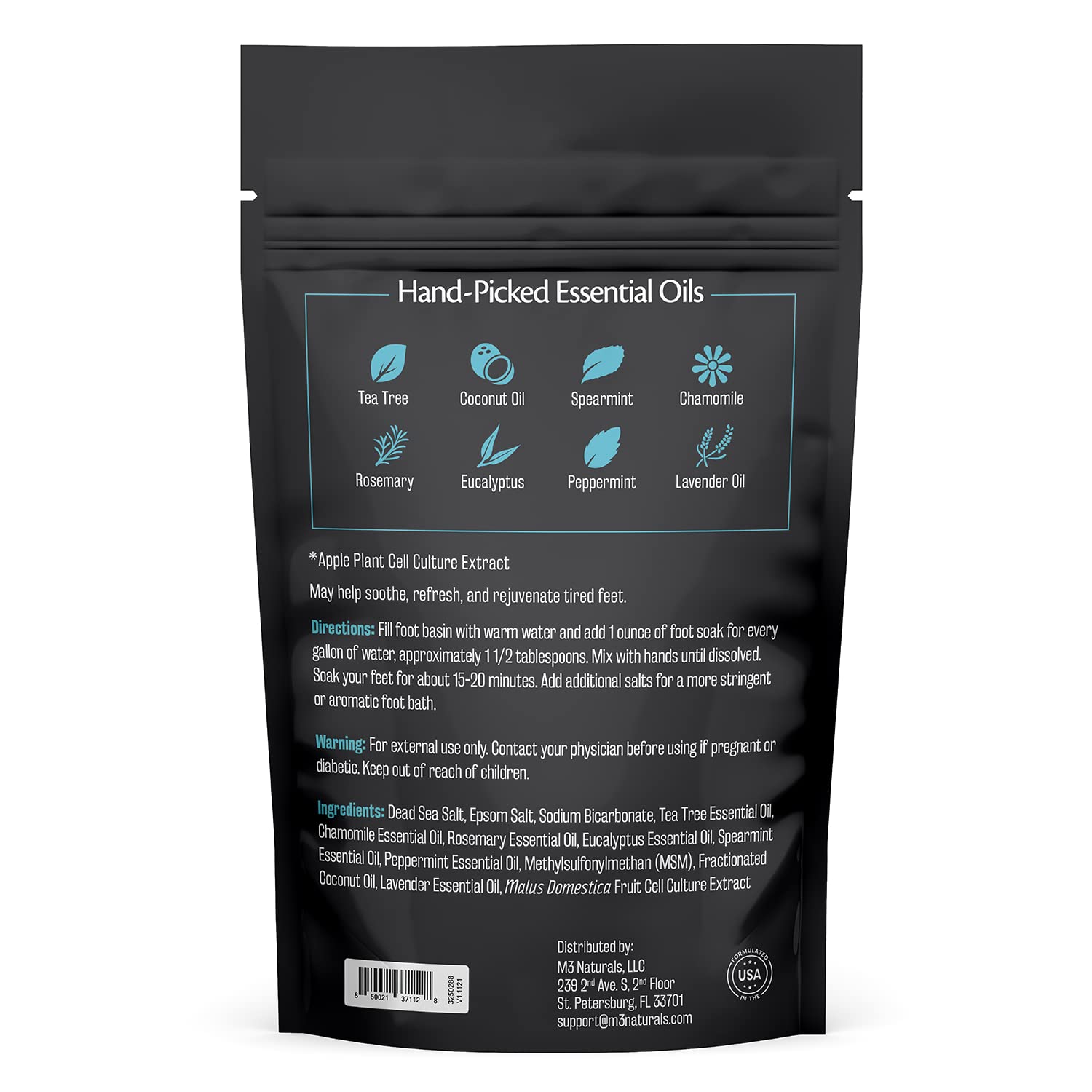 M3 Naturals Epsom Salts Foot Soak with minerals to soothe tired feet.