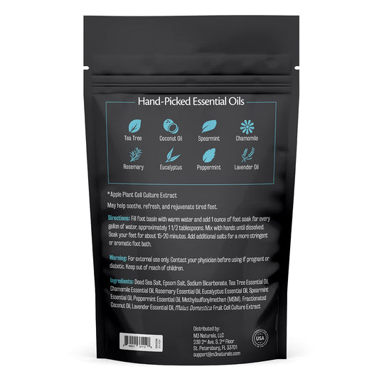 M3 Naturals Epsom Salts Foot Soak with minerals to soothe tired feet.