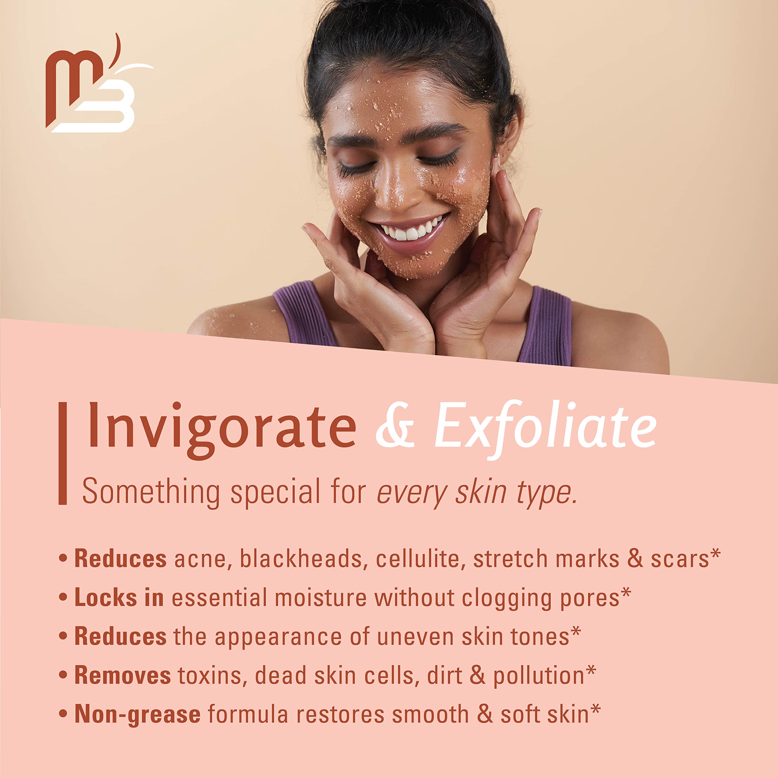 M3 Naturals Himalayan Salt Scrub with collagen and stem cells for renewal support.
