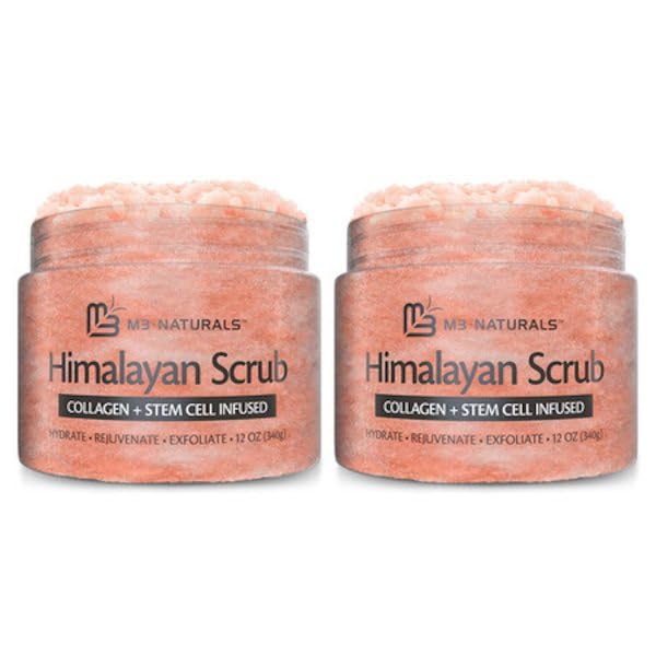 M3 Naturals Himalayan Salt Scrub for face exfoliation with lychee oil and antioxidants.