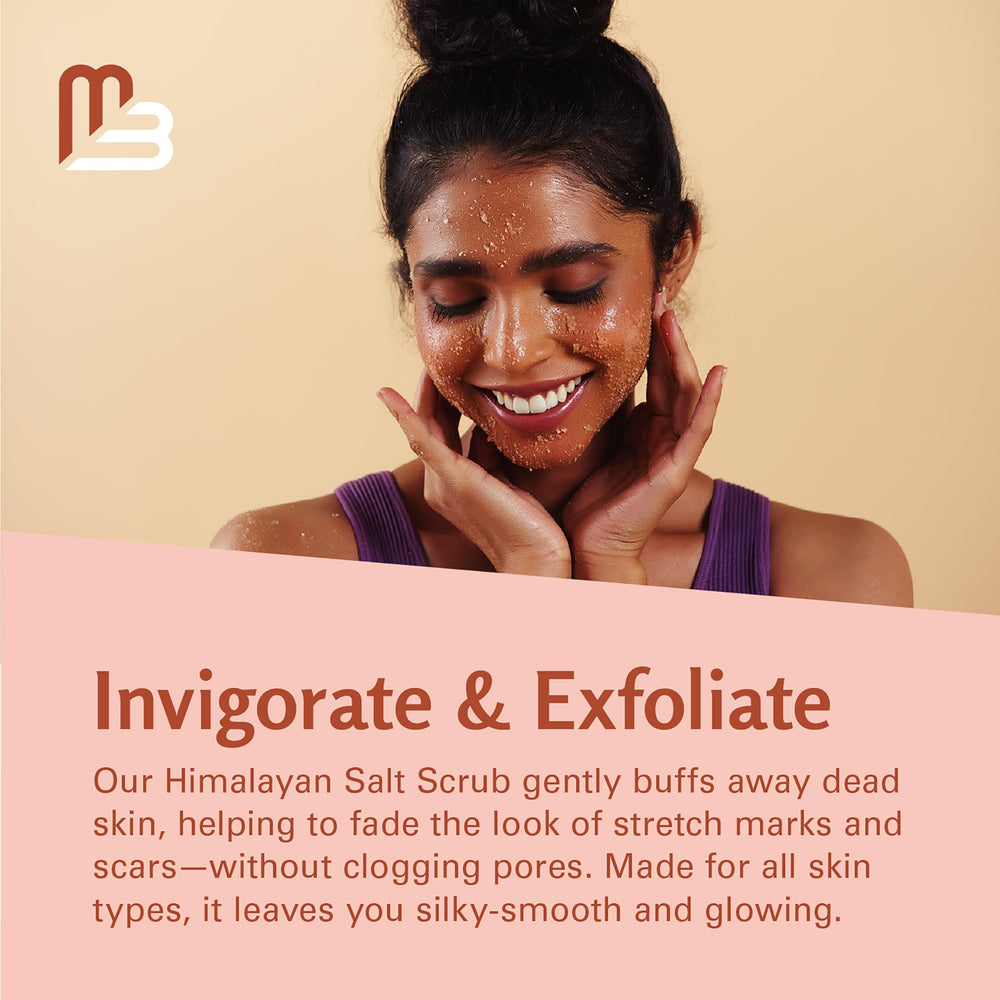 M3 Naturals Himalayan Salt Scrub facial use demonstrates careful, refreshing exfoliation.