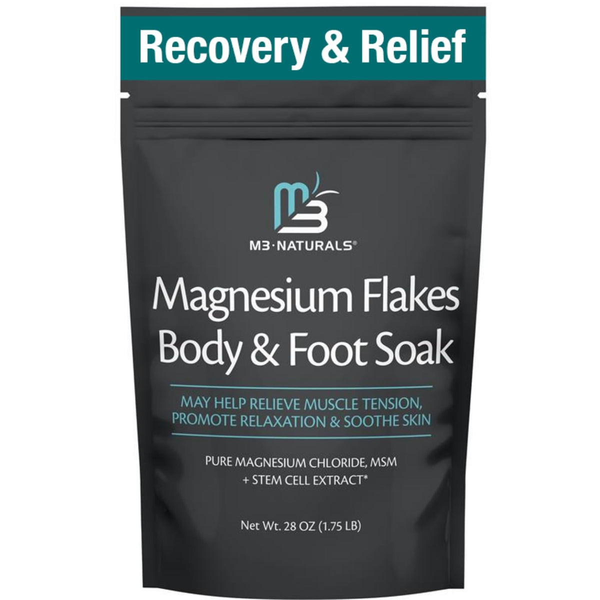 M3 Naturals Magnesium Soak bottle pour for a fragrance-free mineral bath