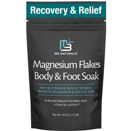 M3 Naturals Magnesium Soak bottle pour for a fragrance-free mineral bath