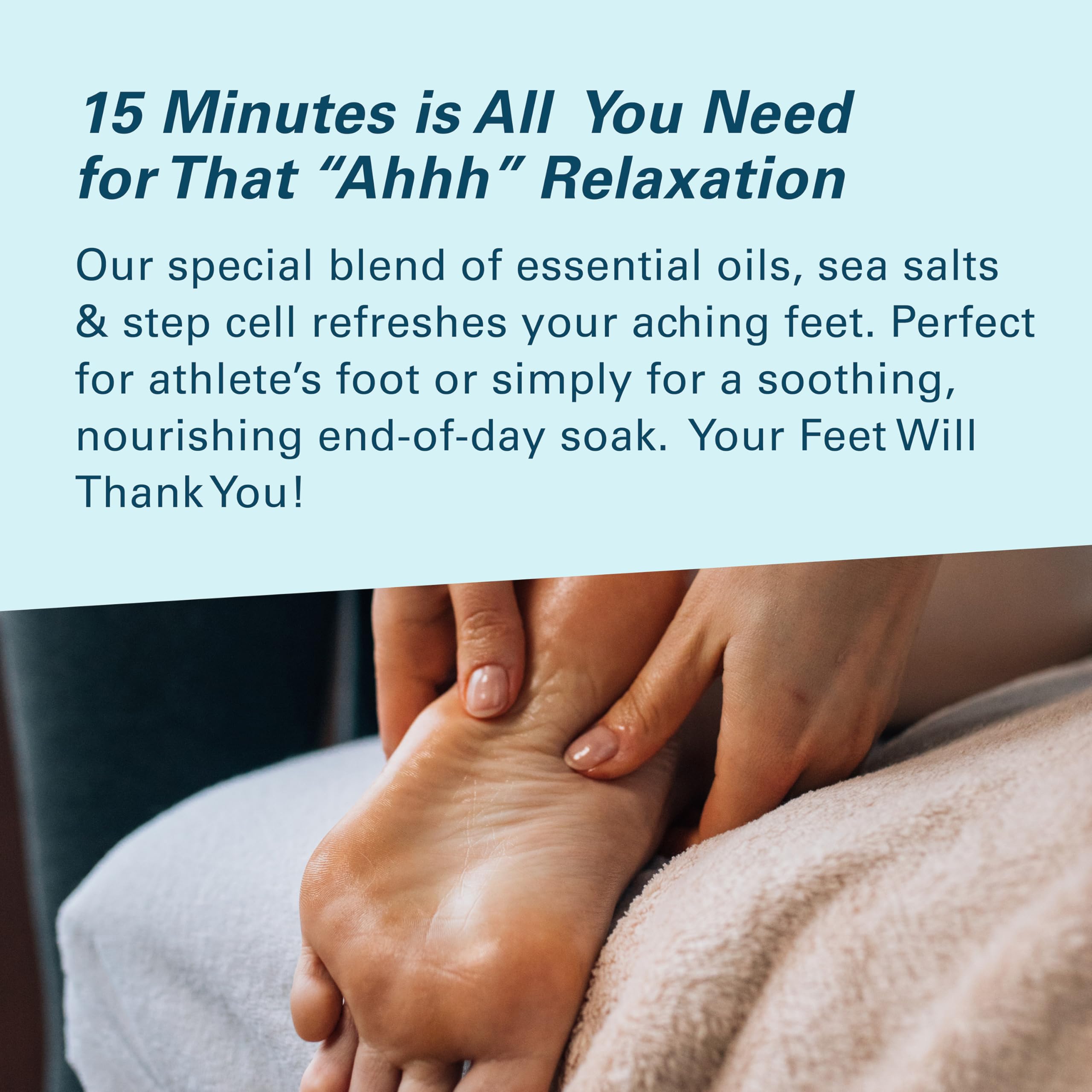 M3 Naturals Spa-Like Foot Soak with minerals and essential oils for daily care.