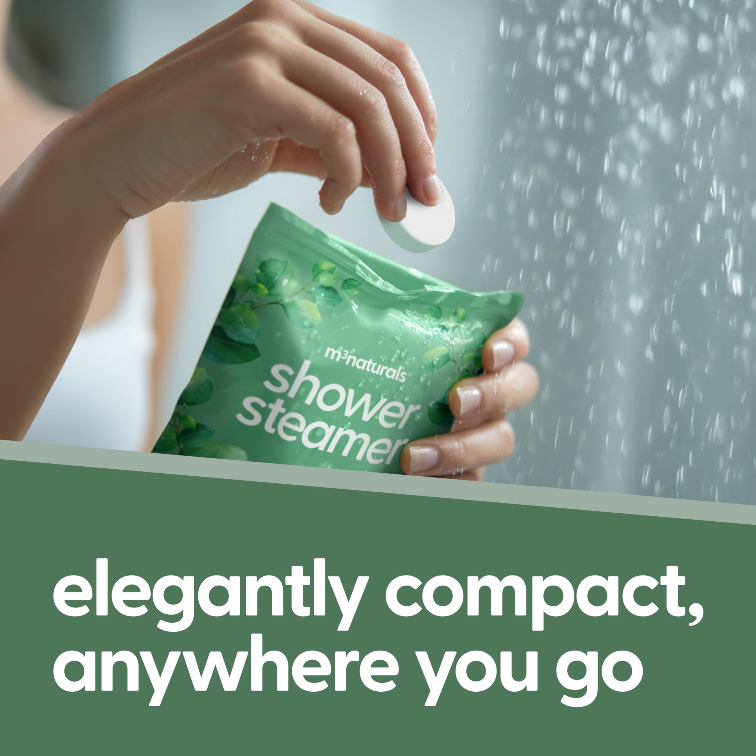 M3 Naturals eucalyptus steamers in shower for a refreshing sinus-relief-inspired moment