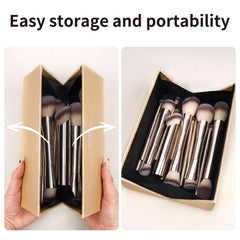 MAANGE double-ended kabuki brush for seamless blending of powders and liquids.