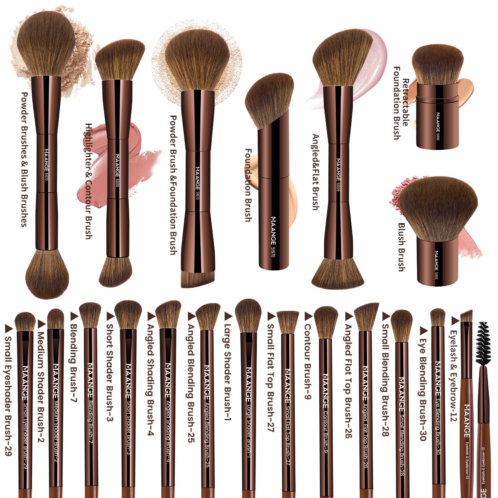 MAANGE foundation brush with flat-top bristles delivers smooth coverage.