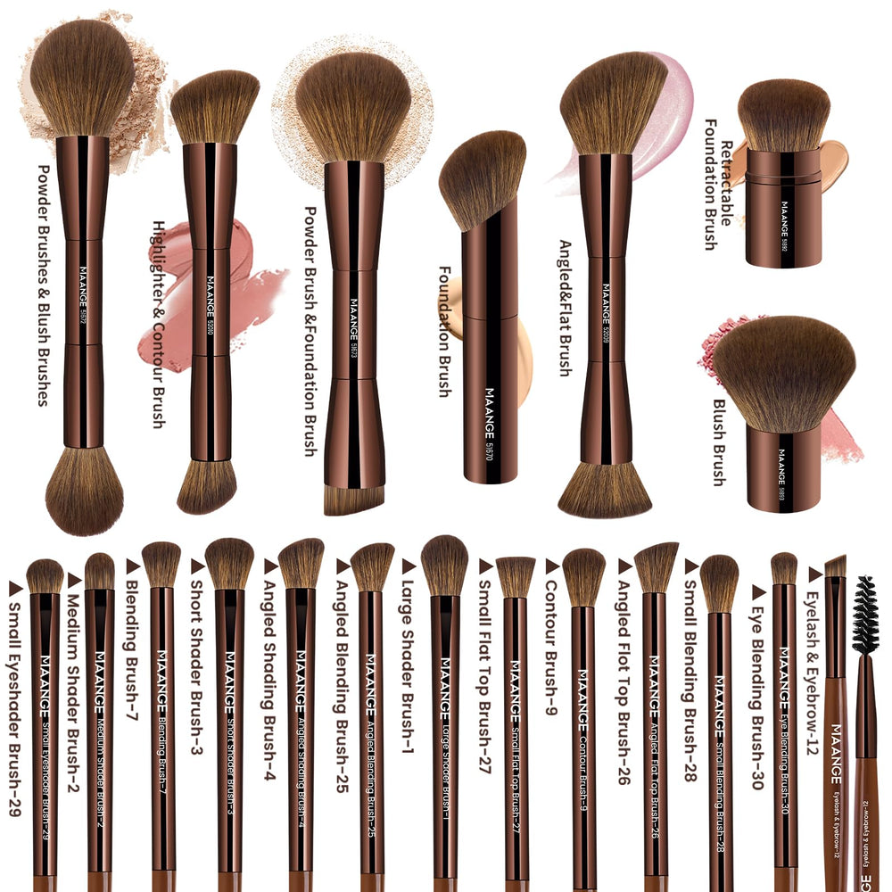 MAANGE foundation brush with flat-top bristles delivers smooth coverage.