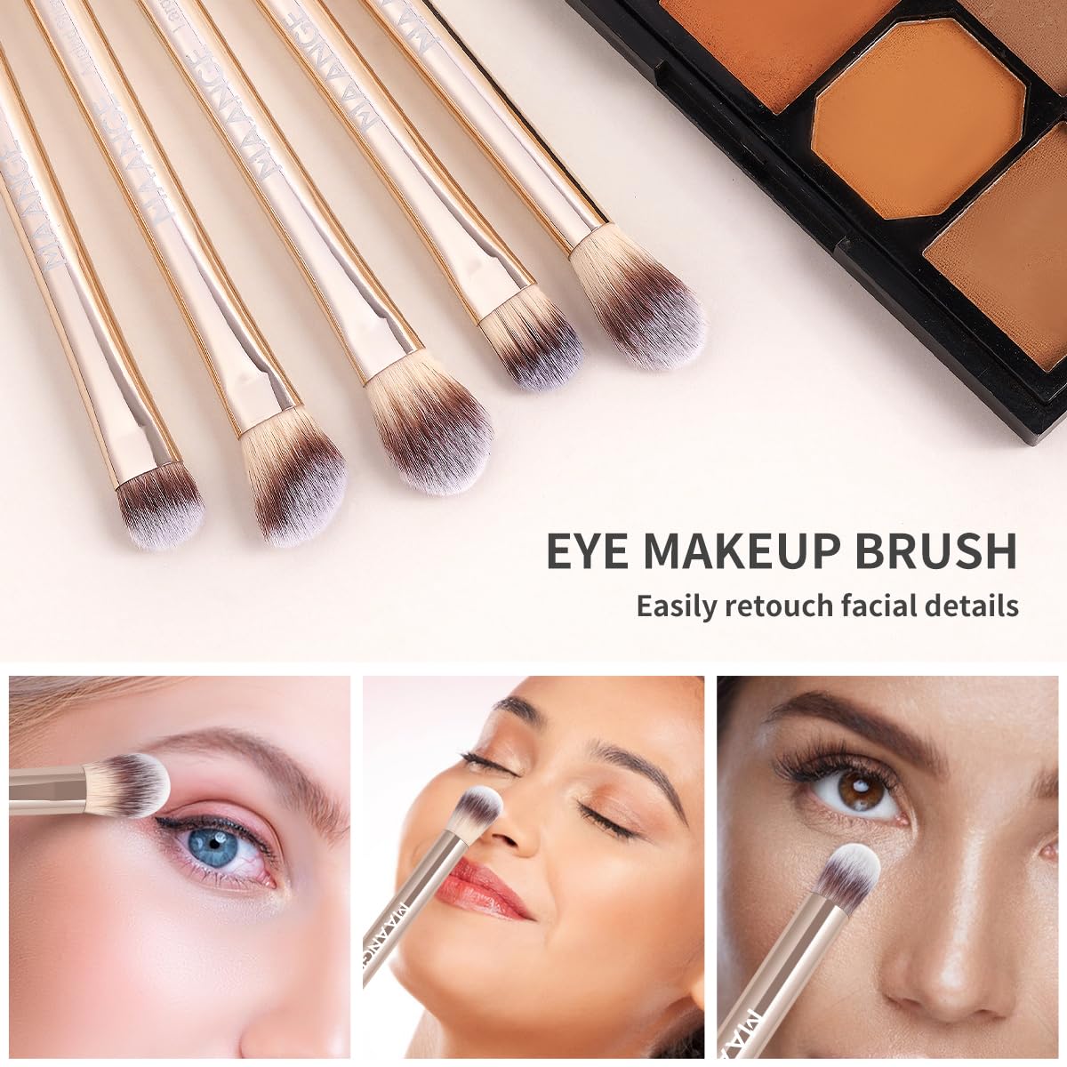 MAANGE brushes labeled on handles for quick, accurate selection