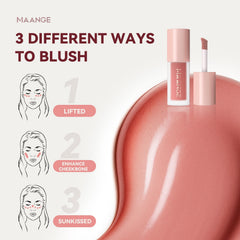 MAANGE texture close-up of dewy liquid blush showing blendability