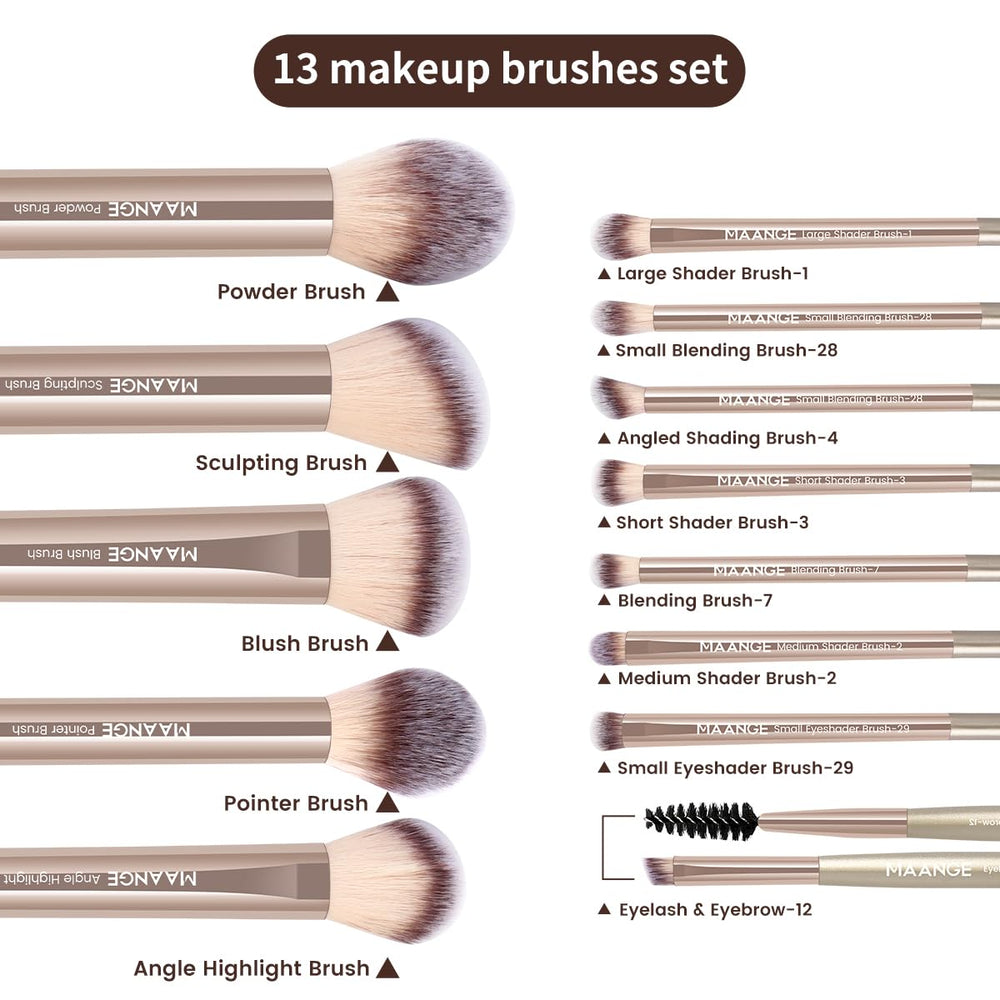 MAANGE premium synthetic bristles blend softly for natural, flawless looks