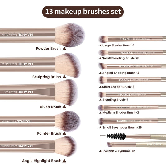 MAANGE premium synthetic bristles blend softly for natural, flawless looks