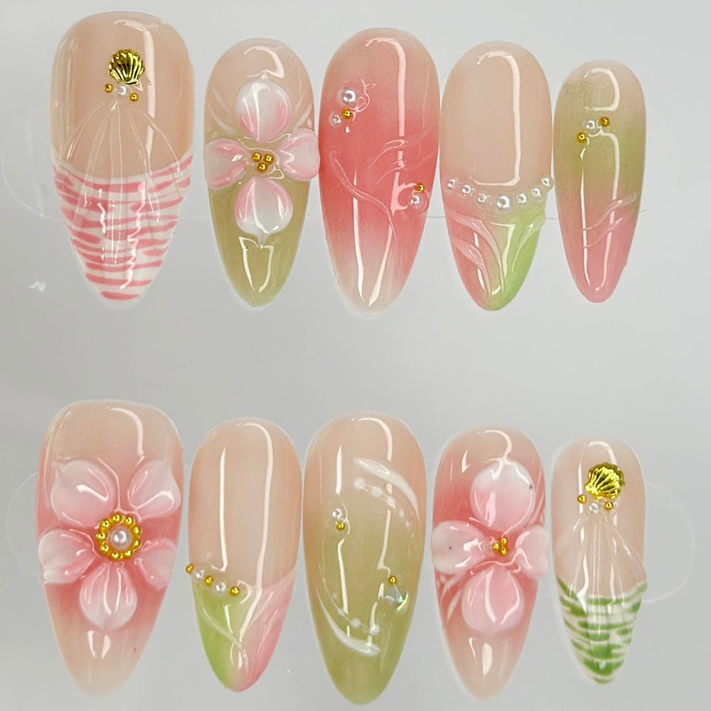 MABKJLF 3D floral design nails add elegant detail for special occasions
