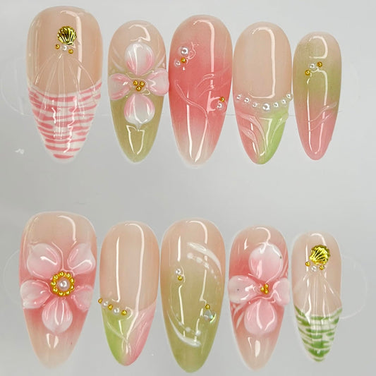 MABKJLF 3D floral design nails add elegant detail for special occasions