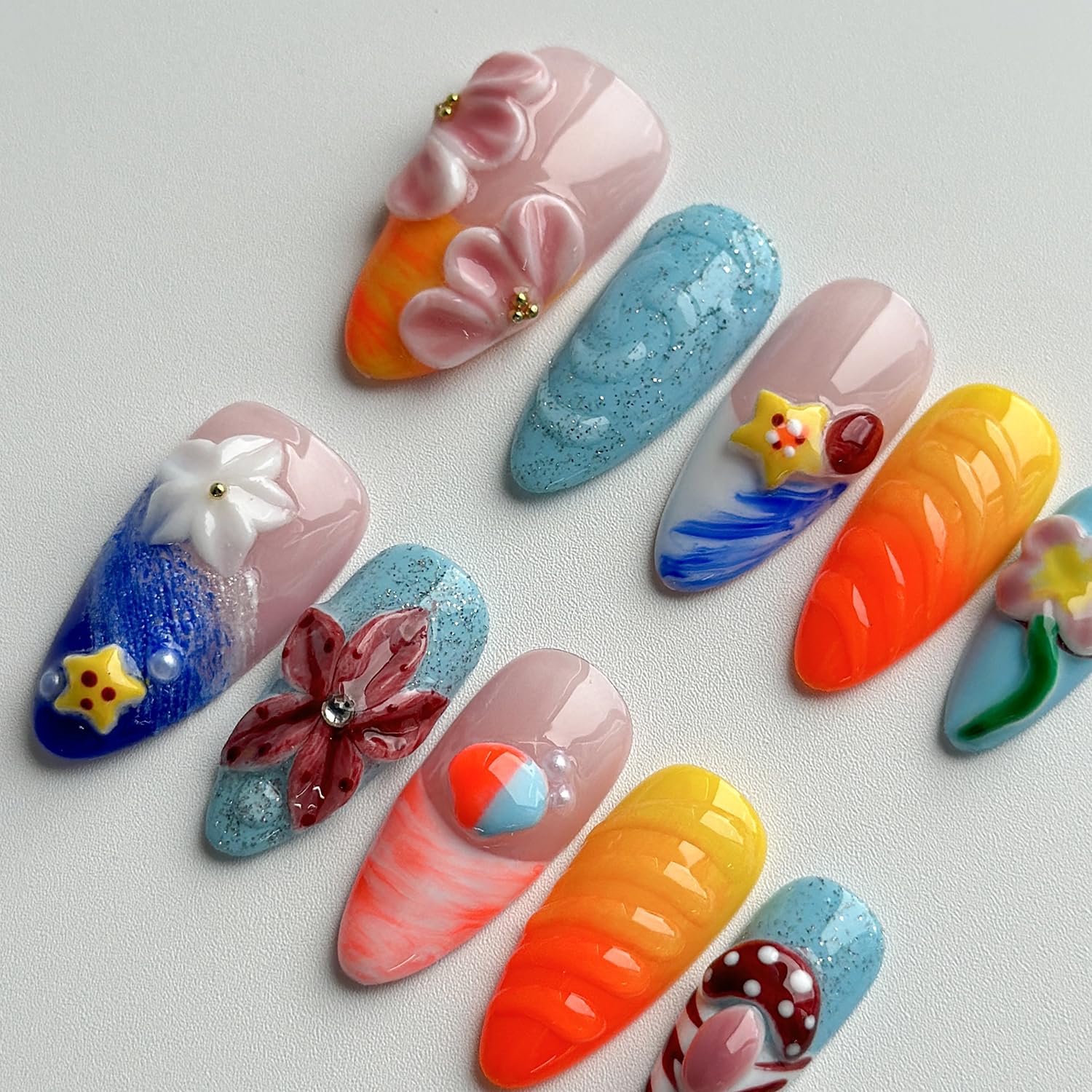 MABKJLF ABS nails with glossy finish for durable, all-day wear
