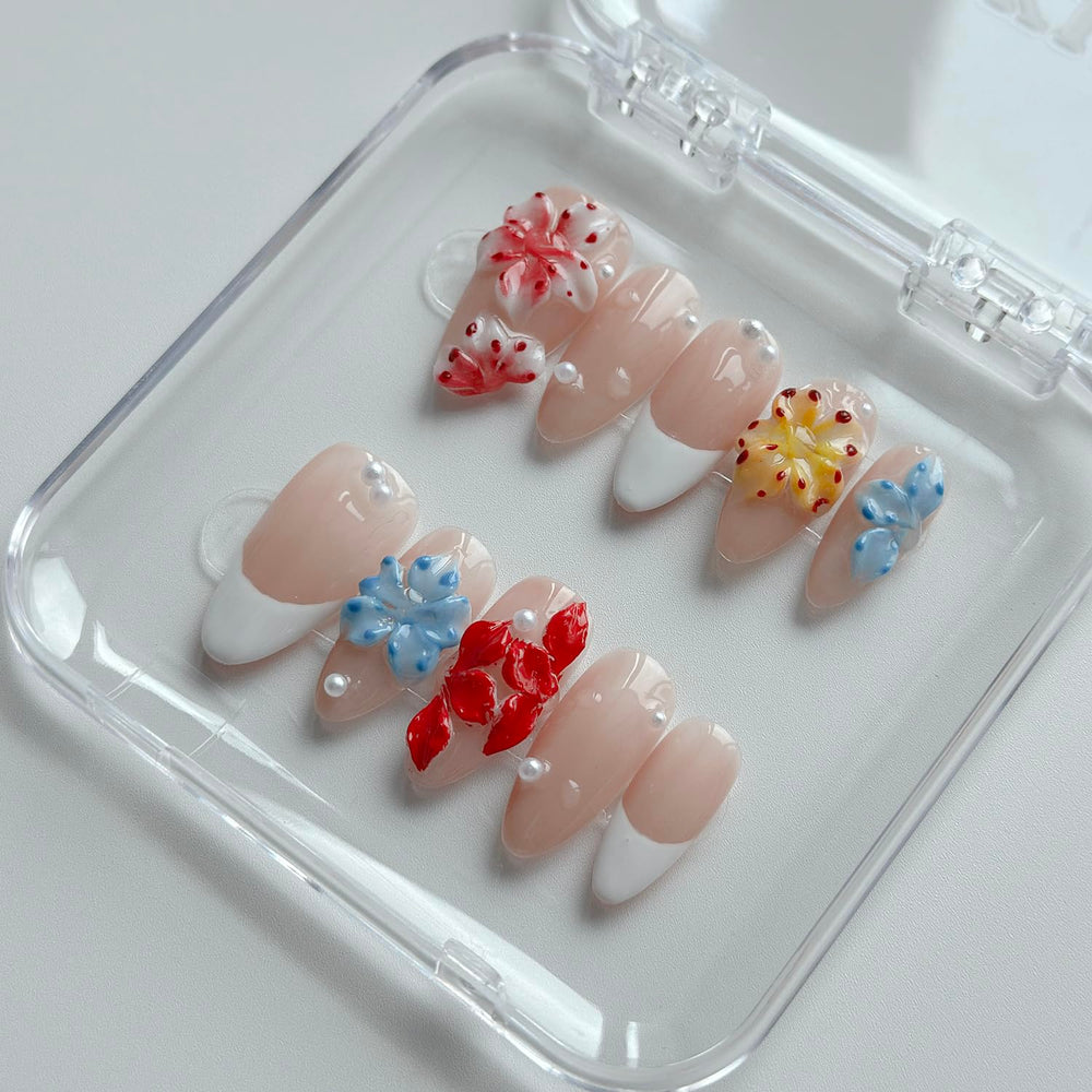 MABKJLF complete nail kit includes file, jelly stickers, wooden stick, glue, and storage.