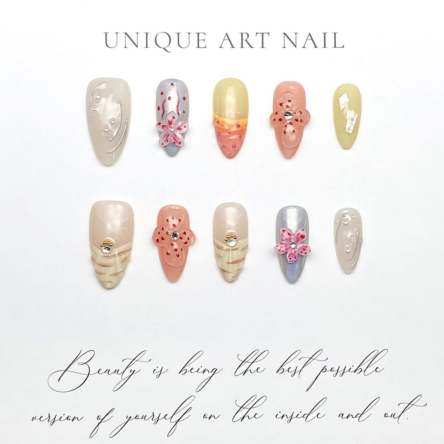 MABKJLF glue-on nails enable quick, easy at-home manicures.