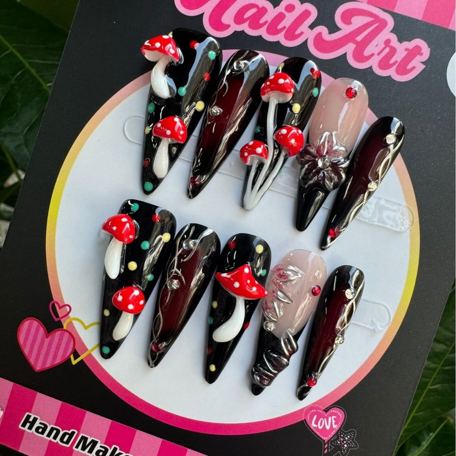MABKJLF reusable long stiletto press-ons for multiple wearings
