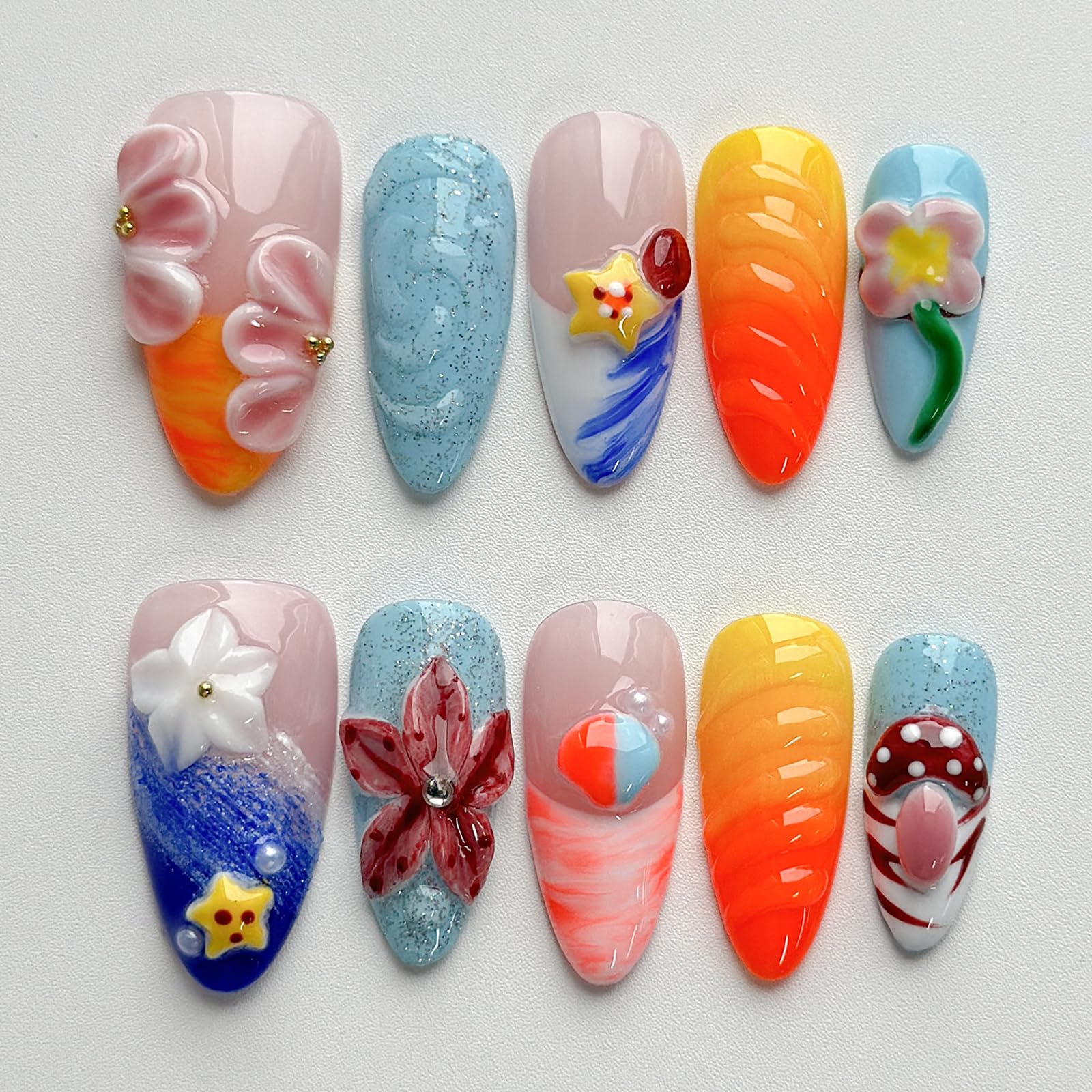 MABKJLF luxury press-on nails with medium almond design for a salon-like at-home look