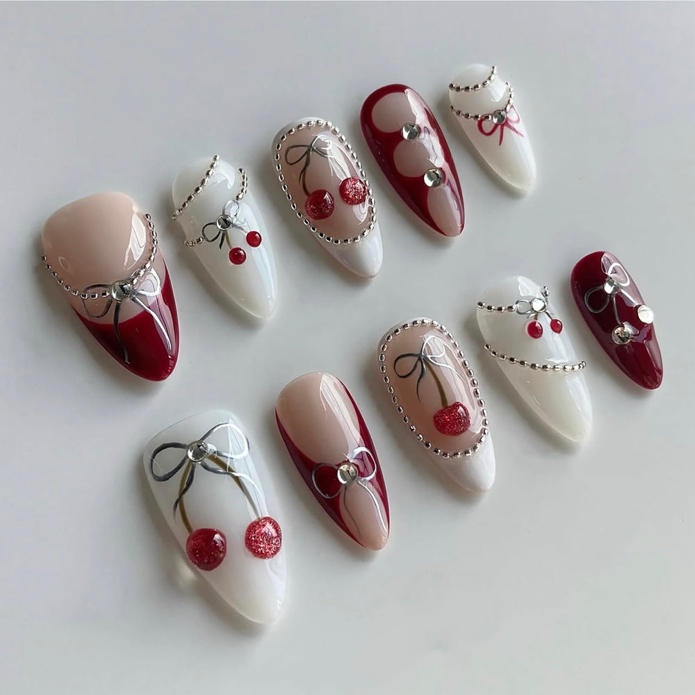 MABKJLF luxury press on nails almond shape with elegant designs for at-home manicure