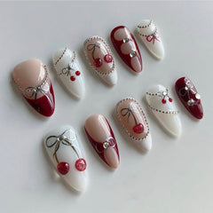 MABKJLF luxury press on nails almond shape with elegant designs for at-home manicure