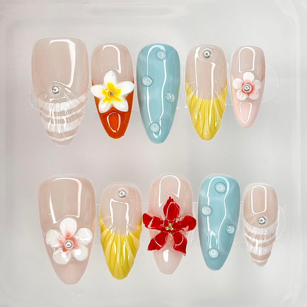 MABKJLF luxury press-on nails with pearl accents for an elegant evening look.