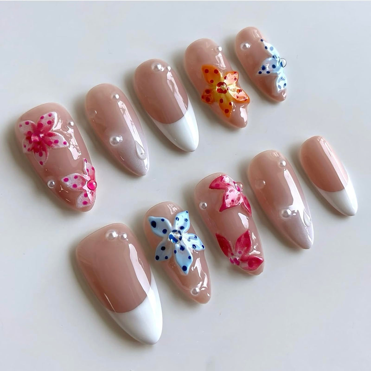 MABKJLF luxury press-on nails in medium almond shape for versatile at-home manicures.
