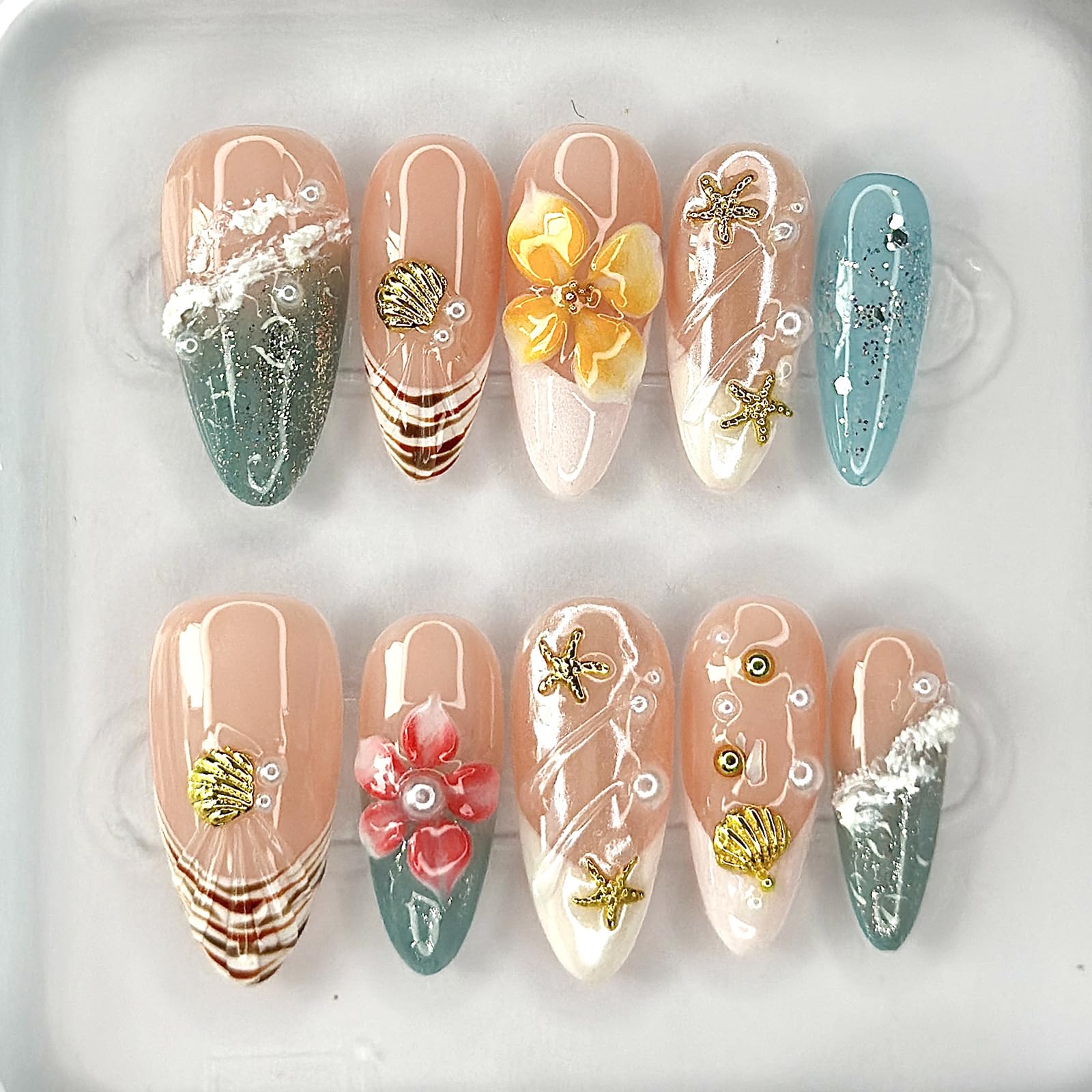 MABKJLF Luxury press-on nails almond shape with glossy finish for easy upgrade.