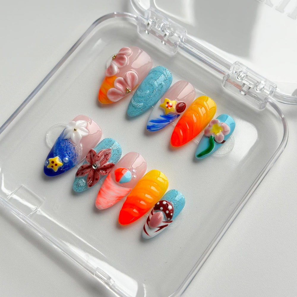 MABKJLF mushroom floral nail art for playful, versatile style