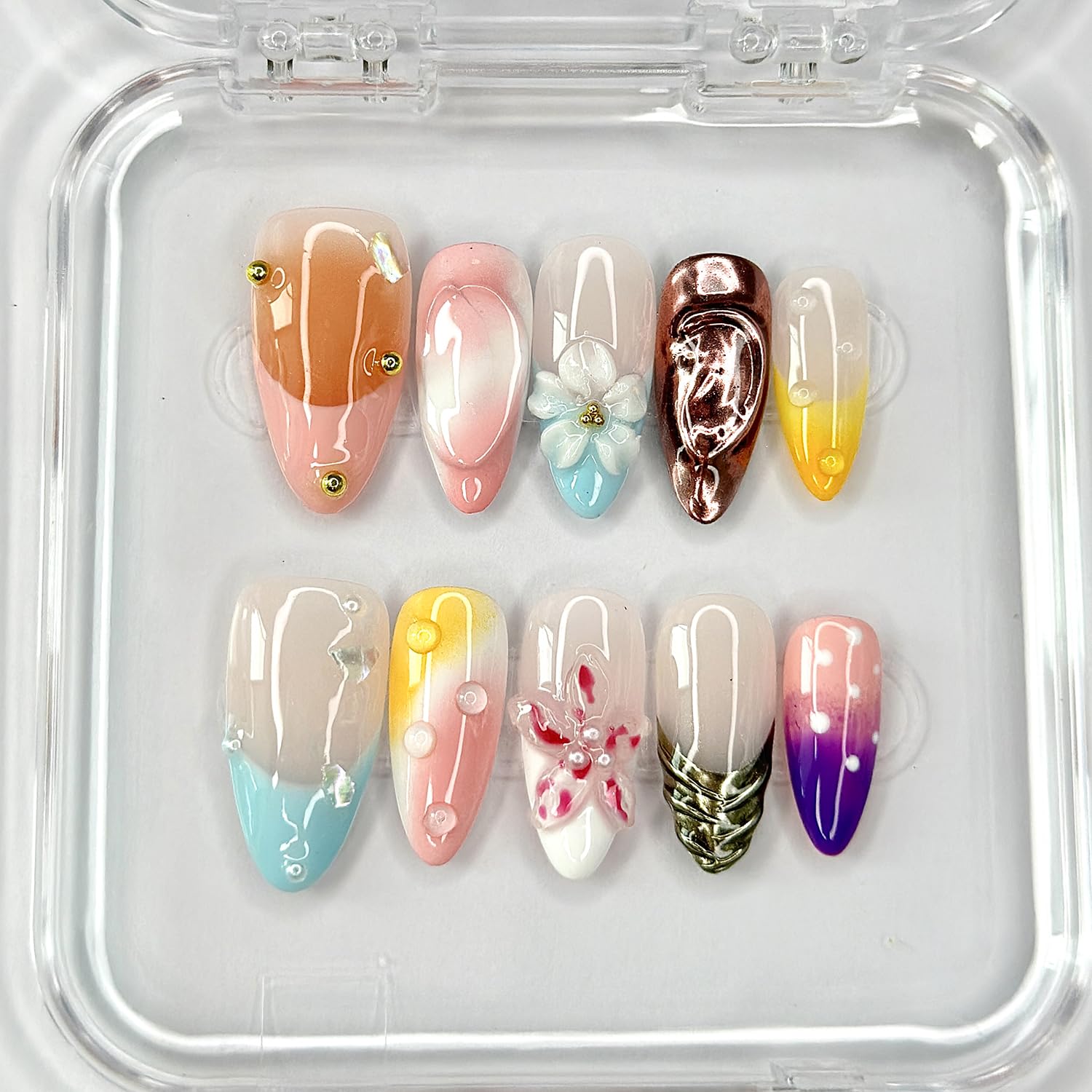 MABKJLF pearl floral art nails add delicate elegance