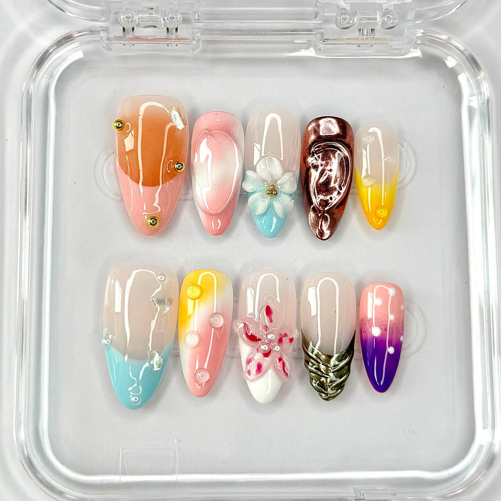MABKJLF pearl floral art nails add delicate elegance