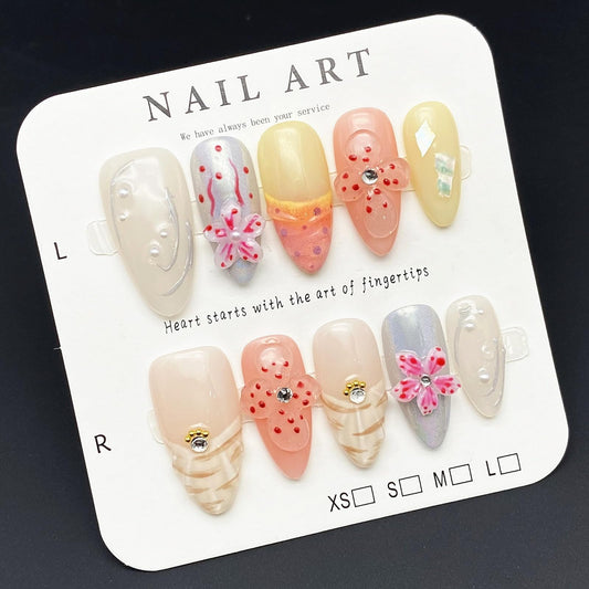 MABKJLF almond nails with glossy finish for a salon-like shine.
