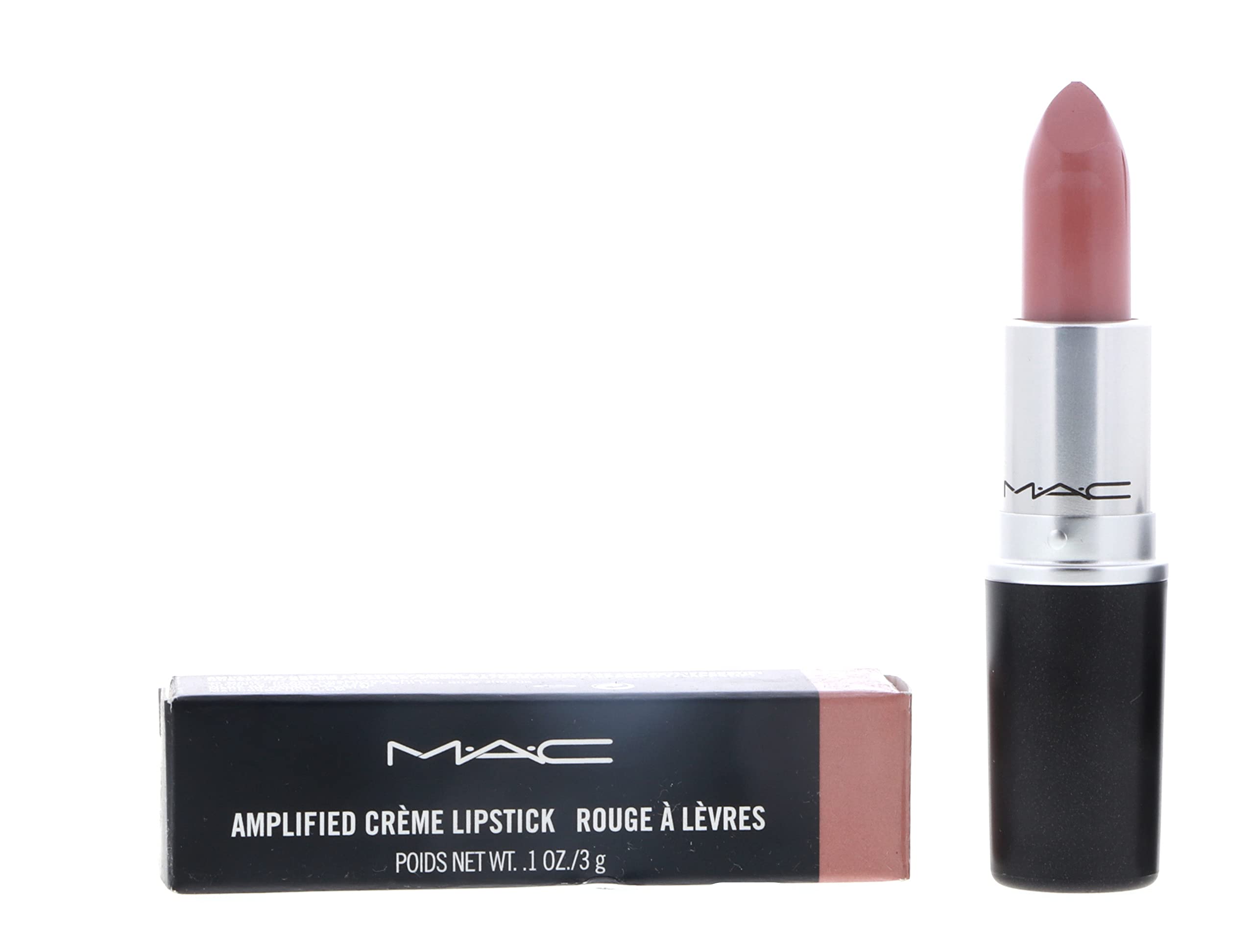 MAC Amplified Creme Lipstick Blankety swatches show soft pink beige for everyday wear