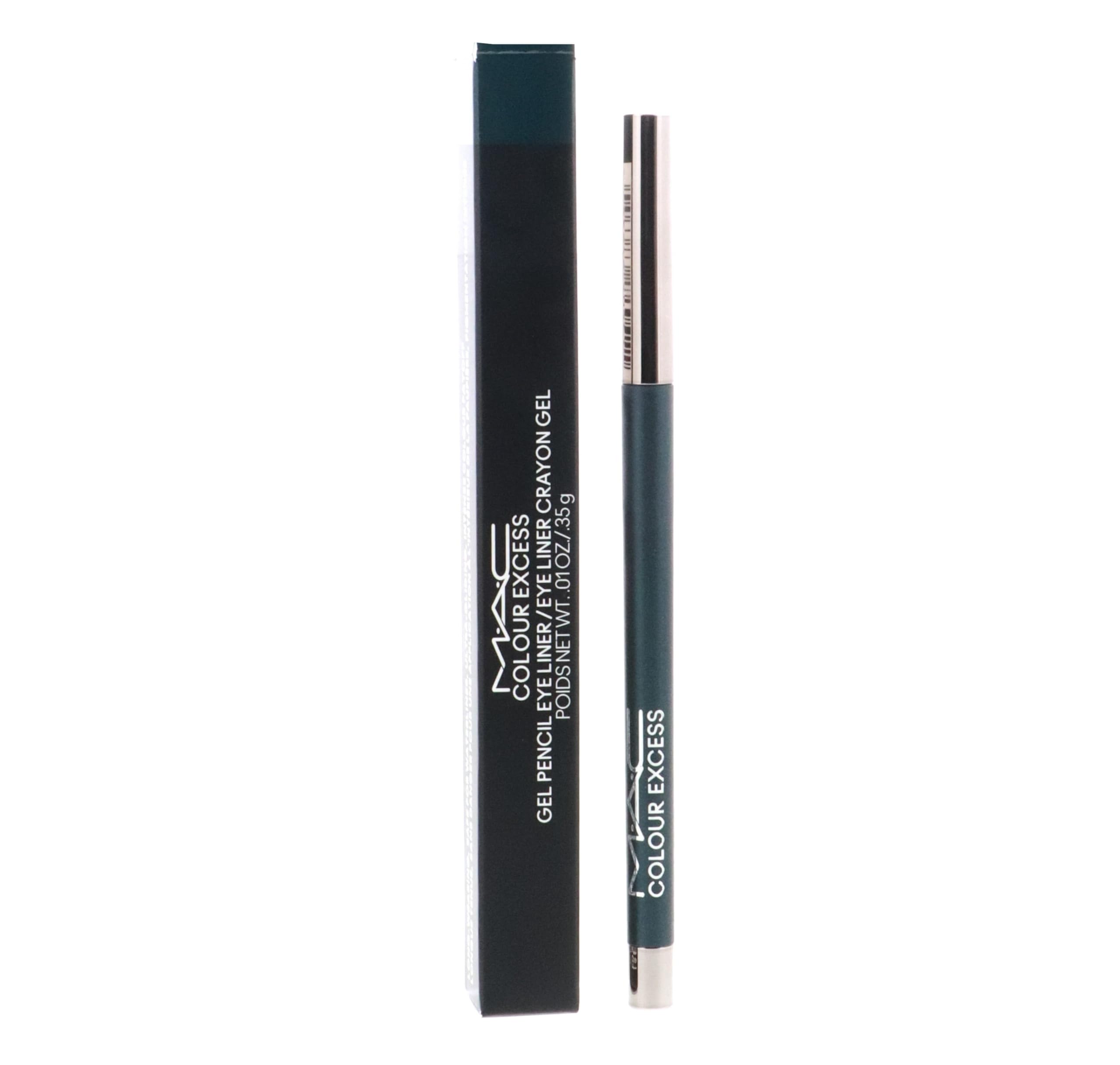 MAC Colour Excess Gel Pencil Eye Liner Hell-Bent packshot showing black base with iridescent pearls for dimensional eyes