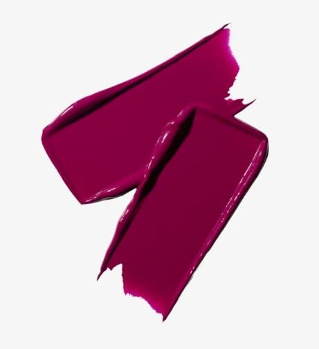 MAC M.A.Cximal Sleek Satin Lipstick Rebel lip swatch demonstrates creamy plum shade.