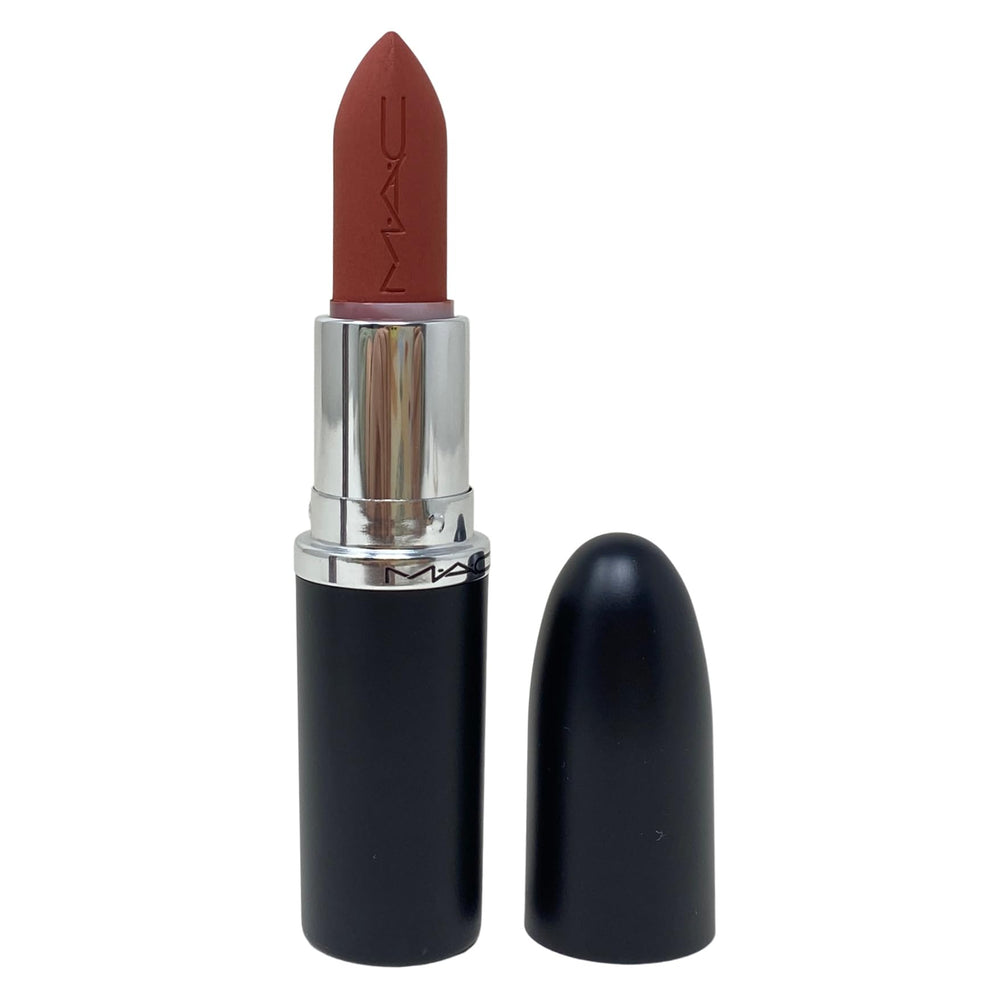 Close-up of MAC lipstick 683 Cafe Mocha showing rich color and silky matte finish.