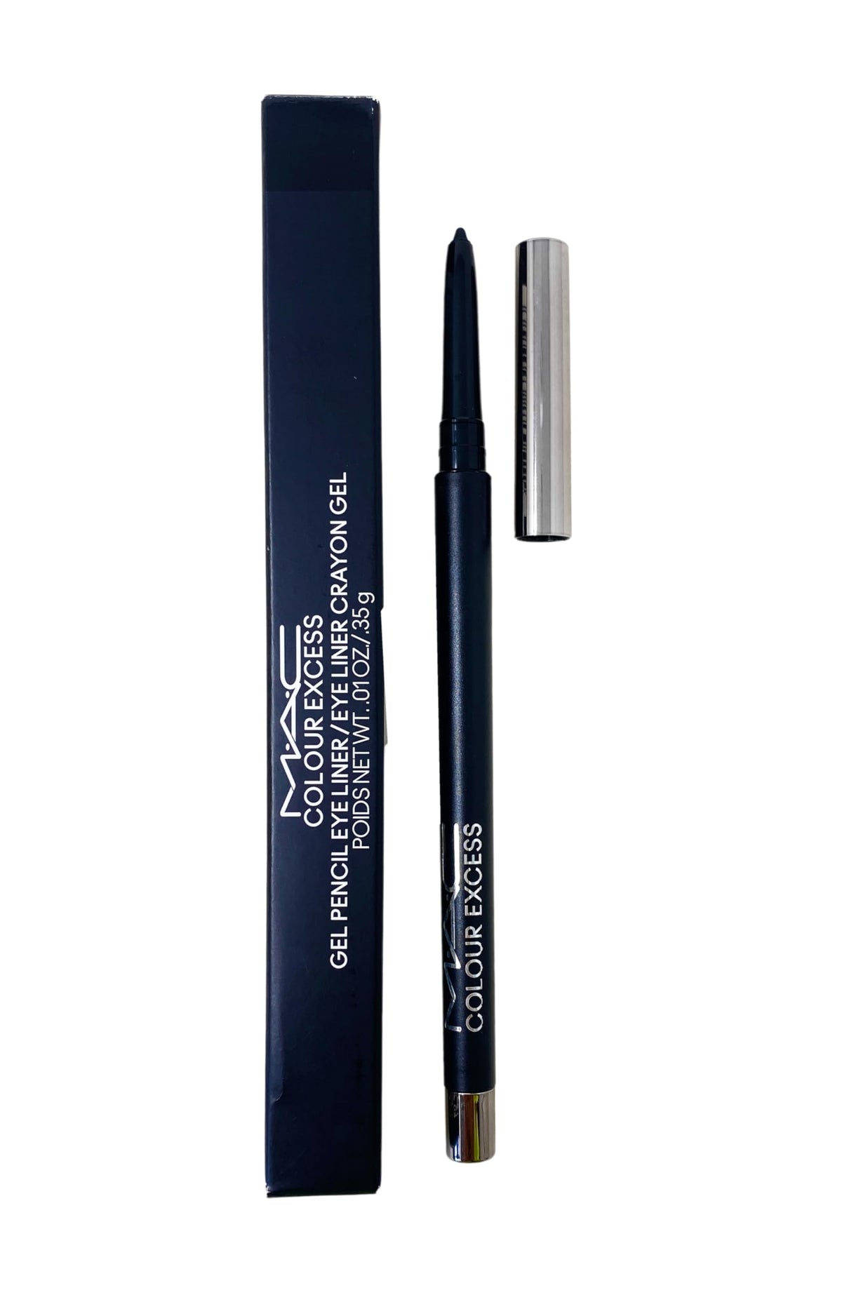 MAC Glide Or Die carbon black gel pencil swatch for bold, long-wear liner.