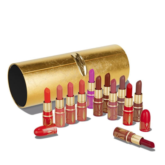 MAC Golden Girls vault open display of 12 mini lipsticks for travel