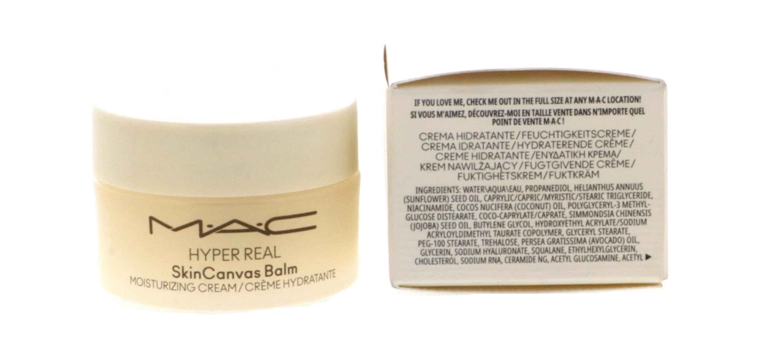 MAC Hyper Real SkinCanvas Balm jar close-up highlighting lightweight, fast-absorbing texture.