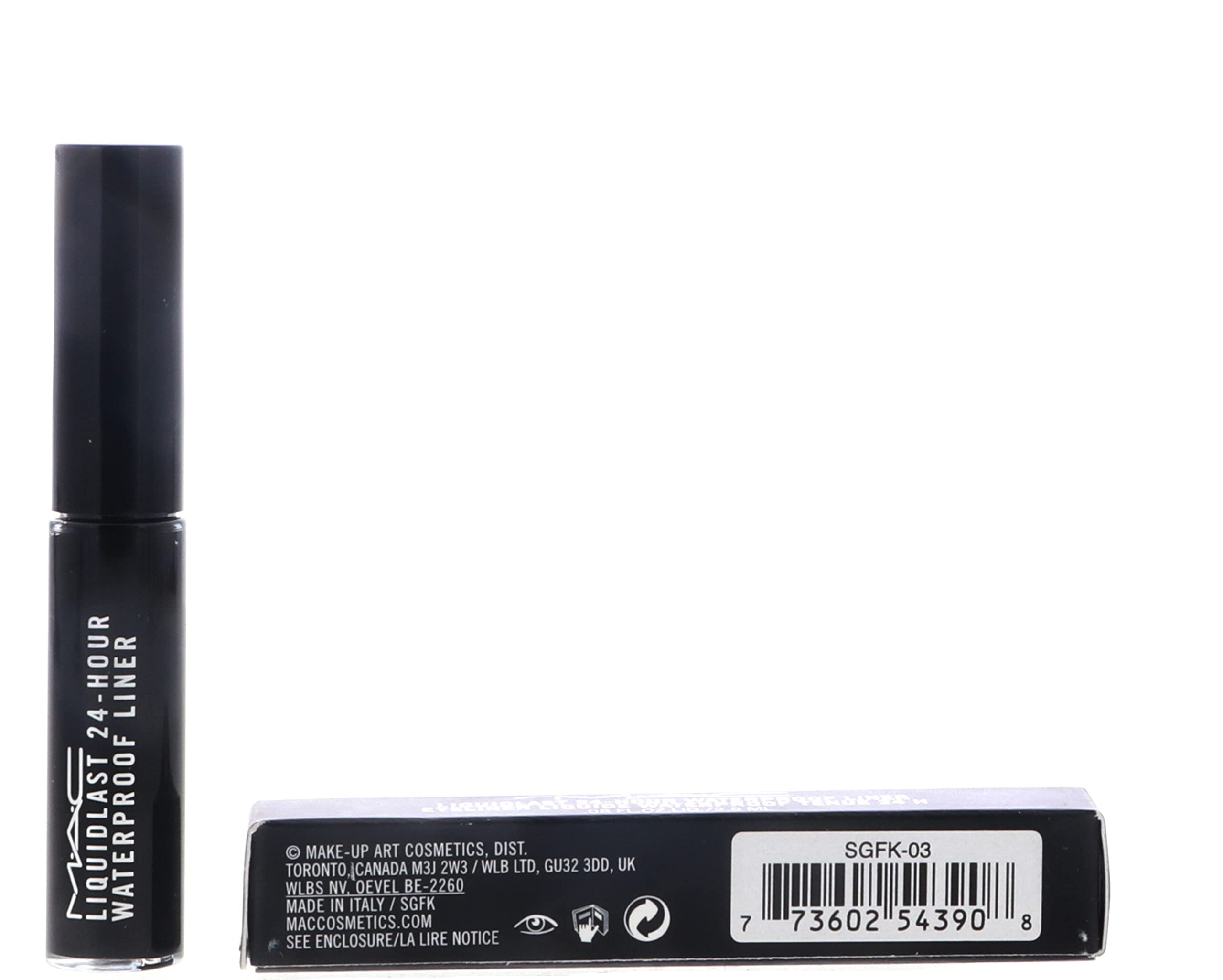 MAC Liquidlast Liner Point Black swatches reveal rich pigment and intensity.