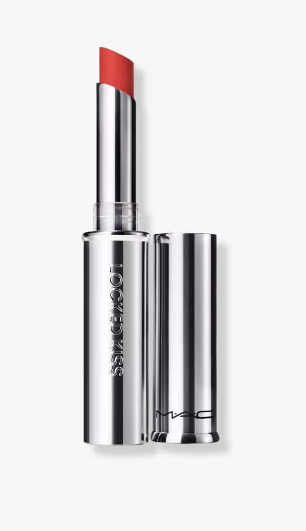 MAC Locked Kiss 24 Hour Lipstick Gutsy packaging close-up highlighting premium matte finish