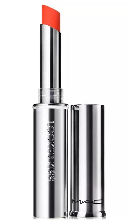 MAC Locked Kiss 24HR Lipstick 57 Renegade swatch shows long-lasting matte color.