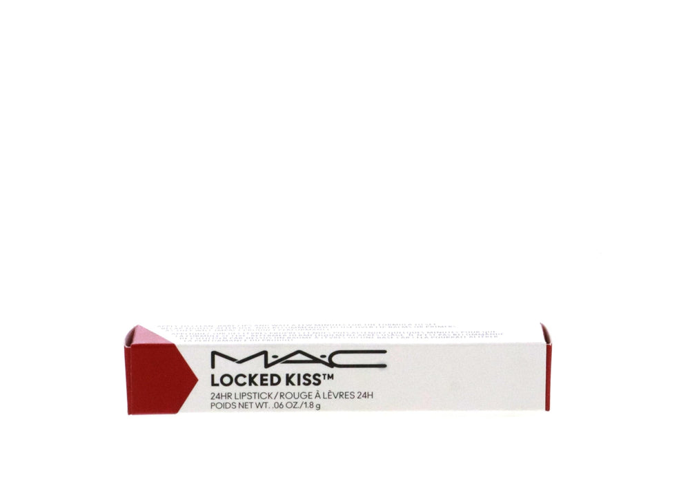 MAC Locked Kiss 24HR lipstick 95 Vicious packaging; compact case for on-the-go use.