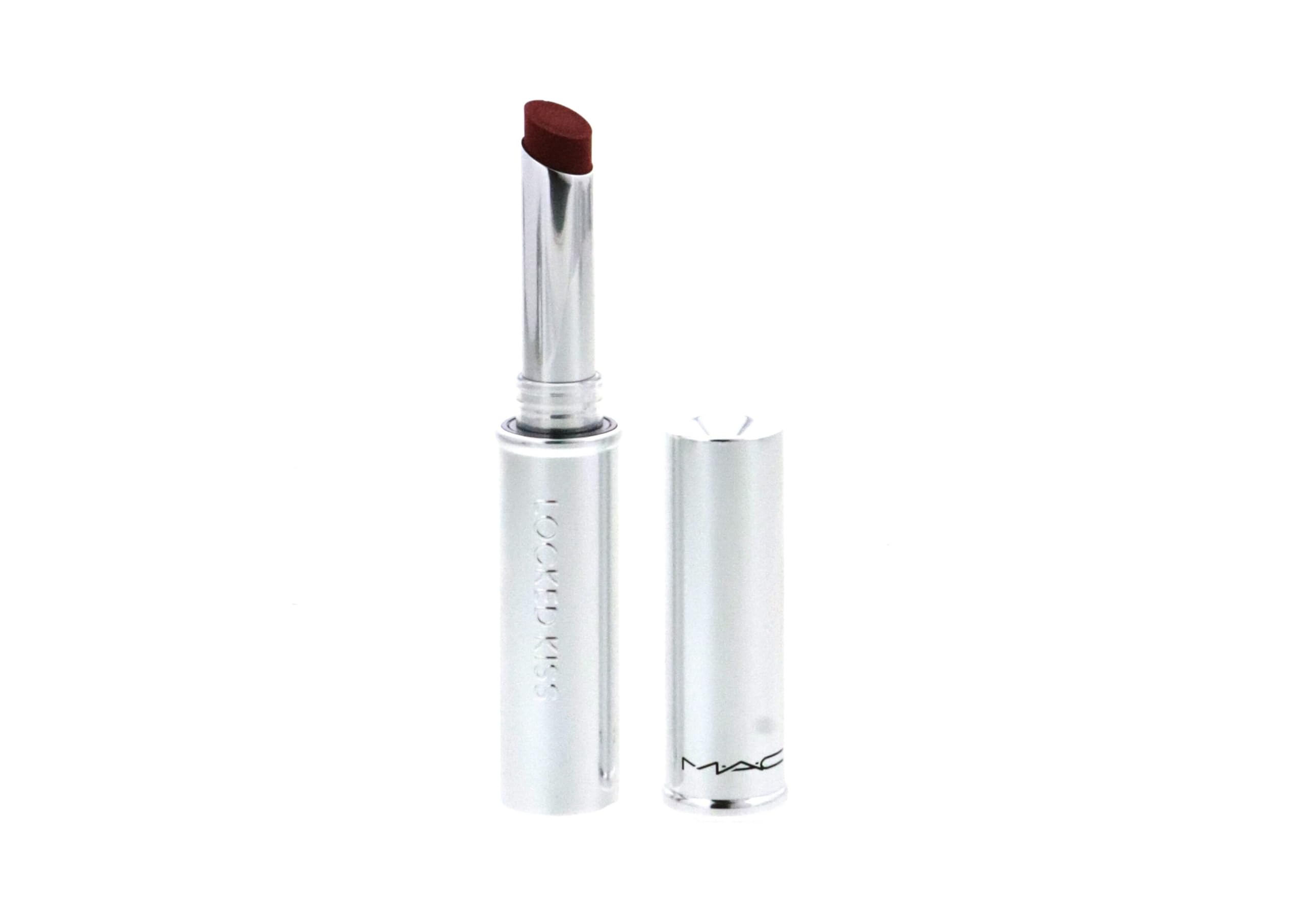 MAC Locked Kiss 24HR lipstick 95 Vicious swatch; vibrant matte color and transfer resistance.