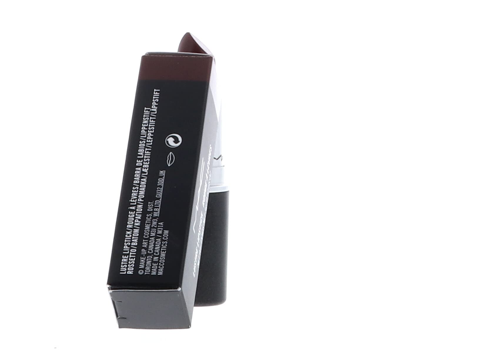 MAC Lustre Lipstick Spice It Up packaging highlights travel-friendly size