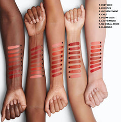 MAC Macximal Silky Matte Lipstick Overstatement non-feathering and non-bleeding finish.